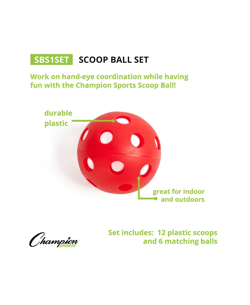 Champion Sports Scoop Ball Set, 18 Pieces