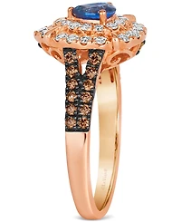 Le Vian Blueberry Sapphire (1/3 ct. t.w.) & Diamond (3/4 ct. t.w.) Teardrop Halo Ring in 14k Rose Gold