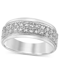 Men's Diamond Double Row Ring (1 ct. t.w.) in 10k White Gold