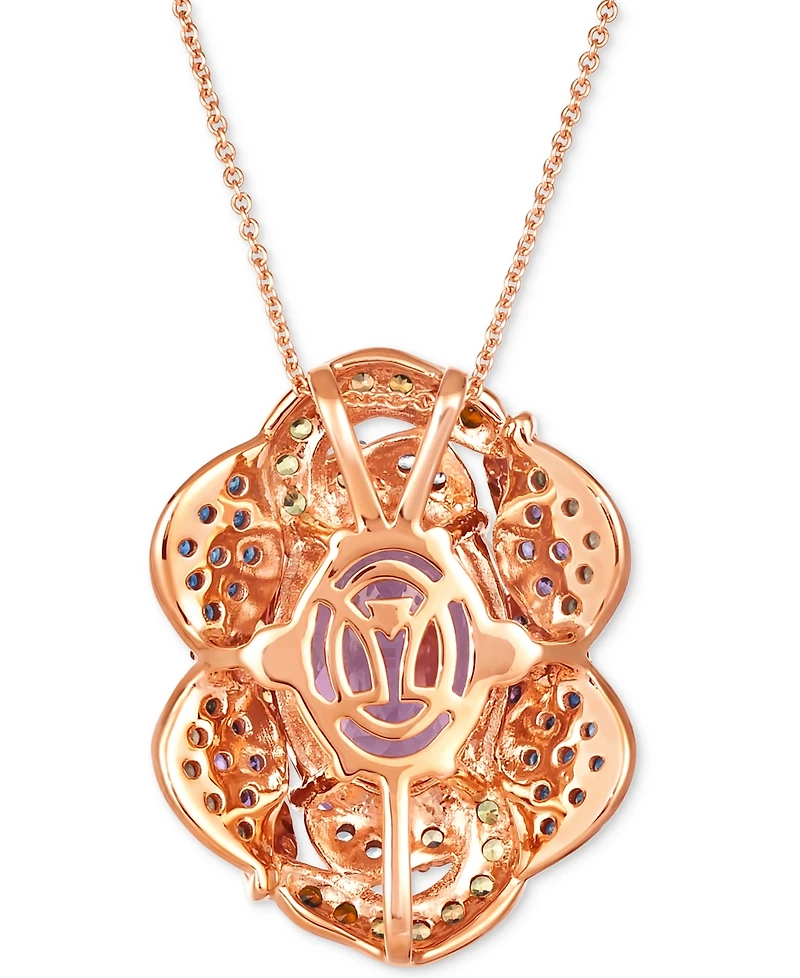 Le Vian Crazy Collection Multi-Gemstone Flower Inspired 20" Adjustable Pendant Necklace (7-7/8 ct. t.w.) in 14k Rose Gold
