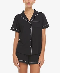 Flora by Nikrooz Women's Annie Button Down Shorty Notch Pajama Set, 2 Piece