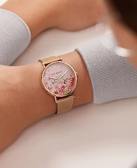 Ted Baker Women's Phylipa Retro Rose Gold-Tone Stainless Steel Mesh Watch 37mm