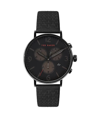Ted Baker Men's Barnett Backlight Black Leather Strap Watch 41mm