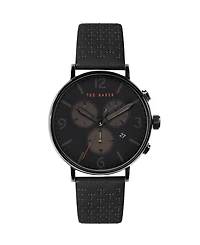 Ted Baker Men's Barnett Backlight Black Leather Strap Watch 41mm