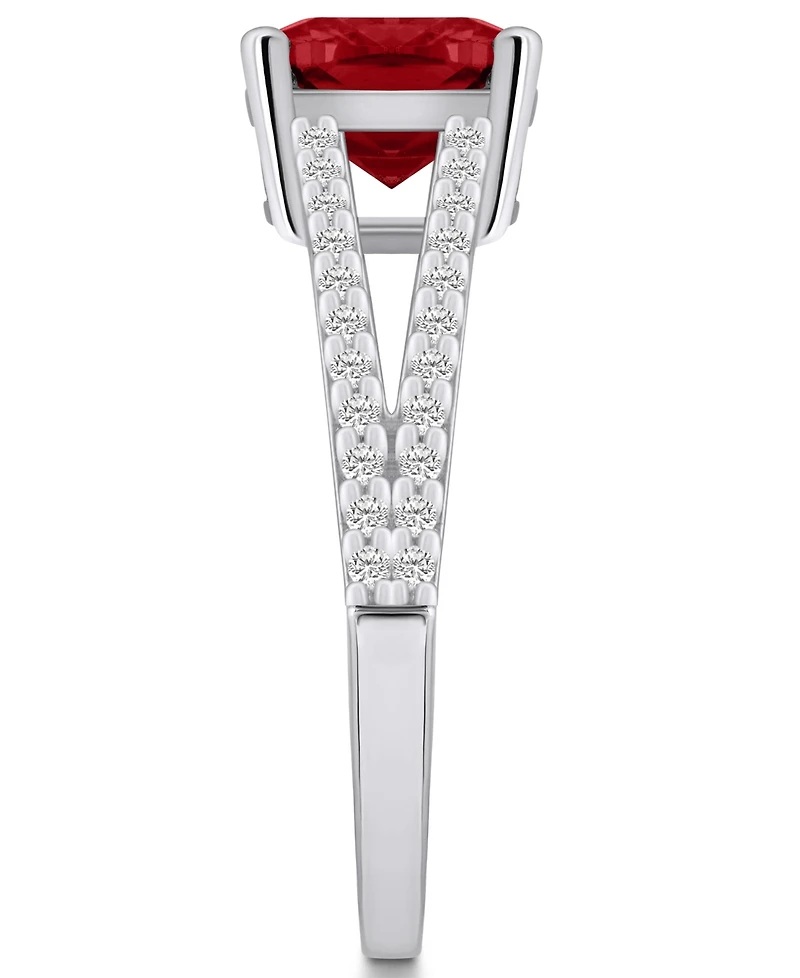 Macy's Garnet and Diamond Accent Ring 14K White Gold