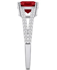 Macy's Garnet and Diamond Accent Ring 14K White Gold