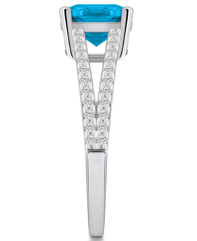 Macy's Blue Topaz and Diamond Accent Ring 14K White Gold