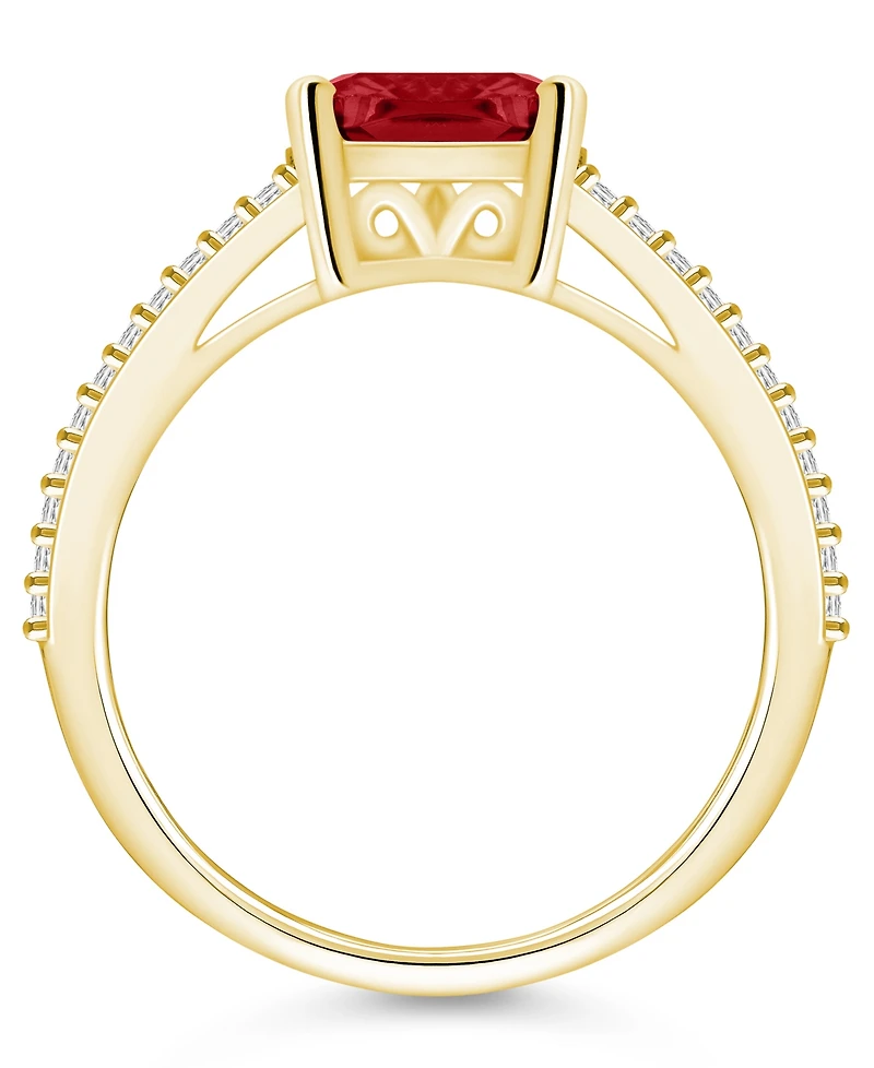 Macy's Garnet and Diamond Accent Ring 14K Yellow Gold