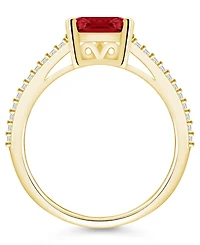 Macy's Garnet and Diamond Accent Ring 14K Yellow Gold