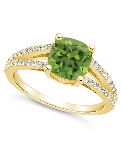 Macy's Peridot and Diamond Accent Ring 14K Yellow Gold
