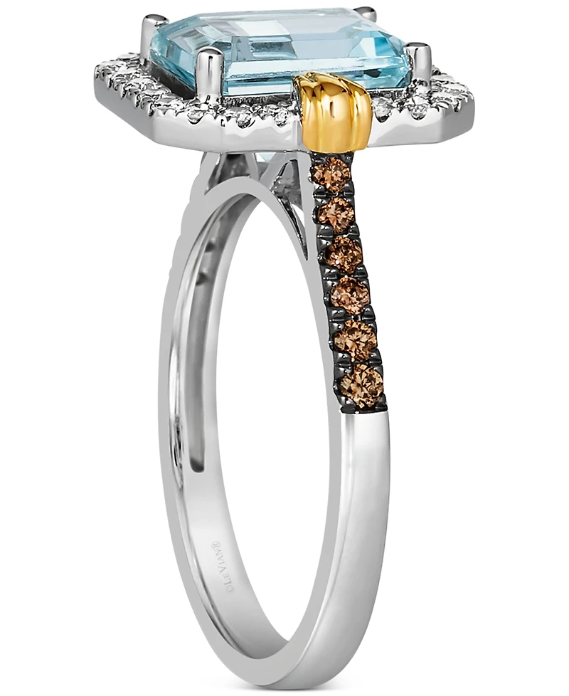 Le Vian Sea Blue Aquamarine (2 ct. t.w.) & Diamond (3/8 ct. t.w.) Ring in 14k Two-Tone Gold