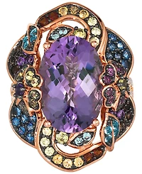 Le Vian Crazy Collection Multi-Gemstone (7-7/8 ct. t.w.) & Nude Diamond (3/8 ct. t.w.) Statement Ring in 14k Rose Gold