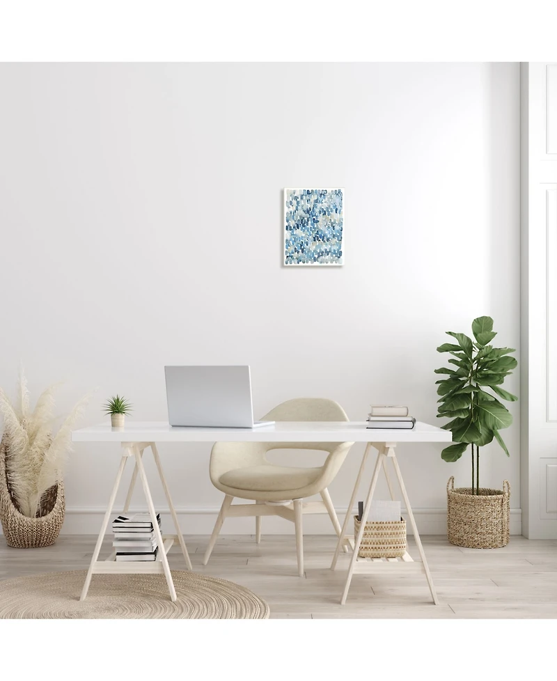 Stupell Industries Coastal Tile Abstract Soft Blue Beige Shapes Wall Plaque Art