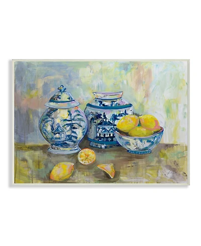 Stupell Industries Lemons and Pottery Yellow Blue Classical Painting Art, 13" x 19"