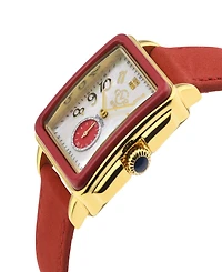 Gevril Women's Bari Enamel Swiss Quartz Italian Leather Strap Watch 34mm