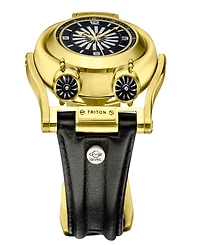 Gevril Triton Men's Swiss Automatic Black Genuine Leather Strap Watch 49mm