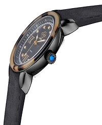 Gevril Women's Marsala Tortoise Swiss Quartz Italian Black Leather Strap Watch 36mm