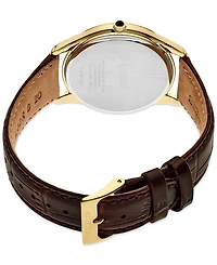 Seiko Men's Analog Essentials Brown Leather Strap Watch 39mm