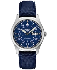 Seiko Men's Automatic 5 Sports Blue Nylon Strap Watch 39mm