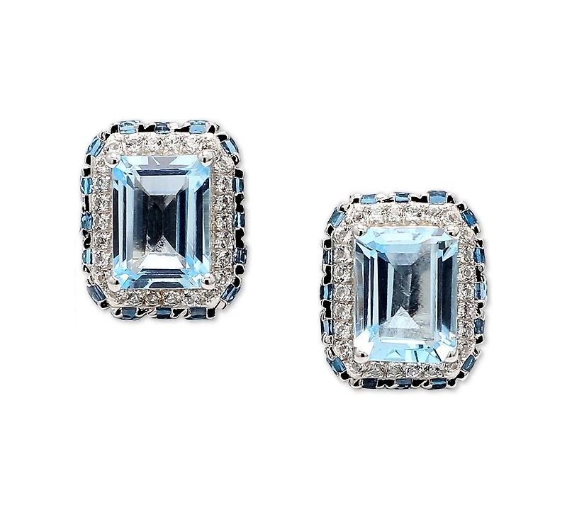 Amethyst (2 ct. t.w.) & White Topaz (1/5 ct. t.w.) Stud Earrings in Sterling Silver (Also in Citrine/Garnet & Sky Blue Topaz)