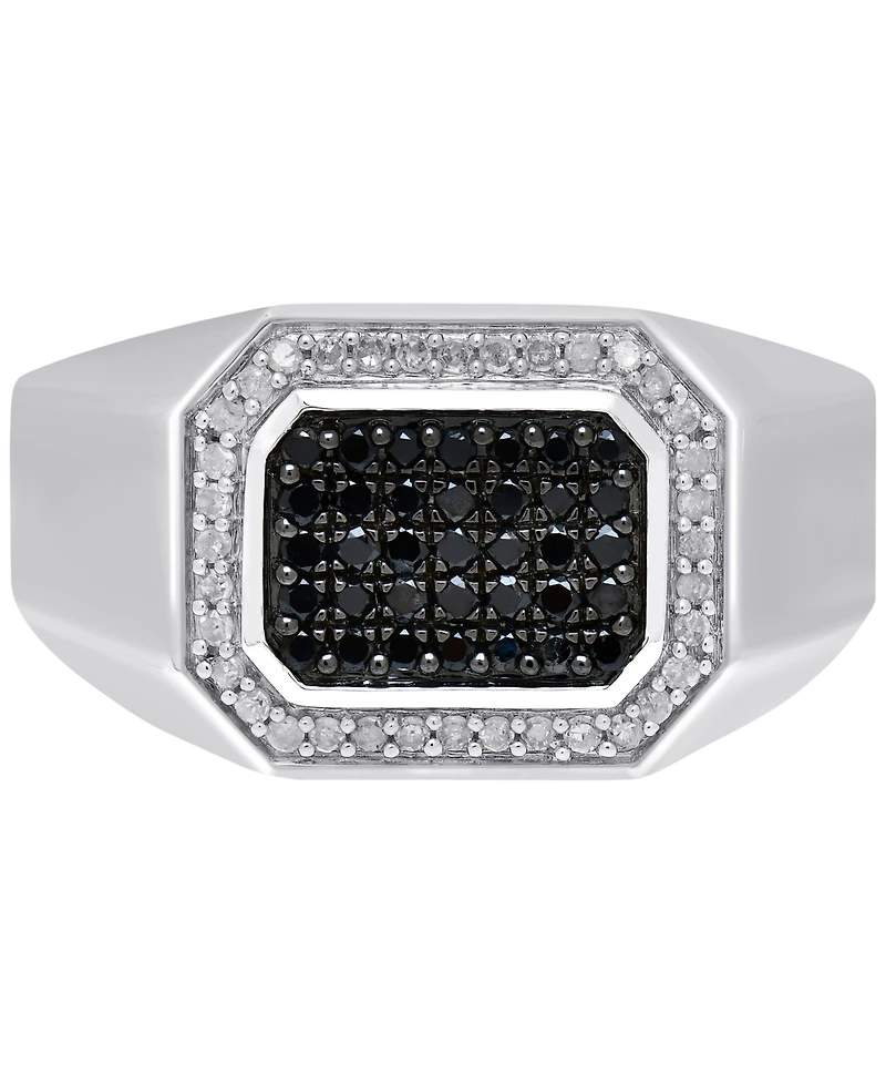 Men's Black Diamond (1/3 ct. t.w.) & White Diamond (1/6 ct. t.w.) Ring in Sterling Silver