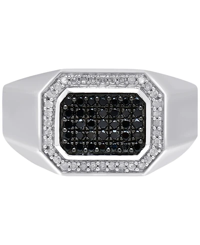 Men's Black Diamond (1/3 ct. t.w.) & White Diamond (1/6 ct. t.w.) Ring in Sterling Silver