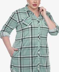 White Mark Plus Plaid Tunic Top