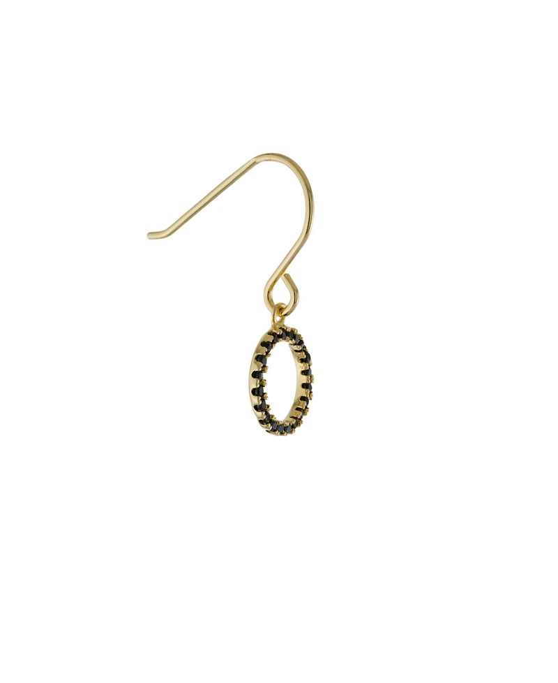 Black Spinel Circle Drop Earrings