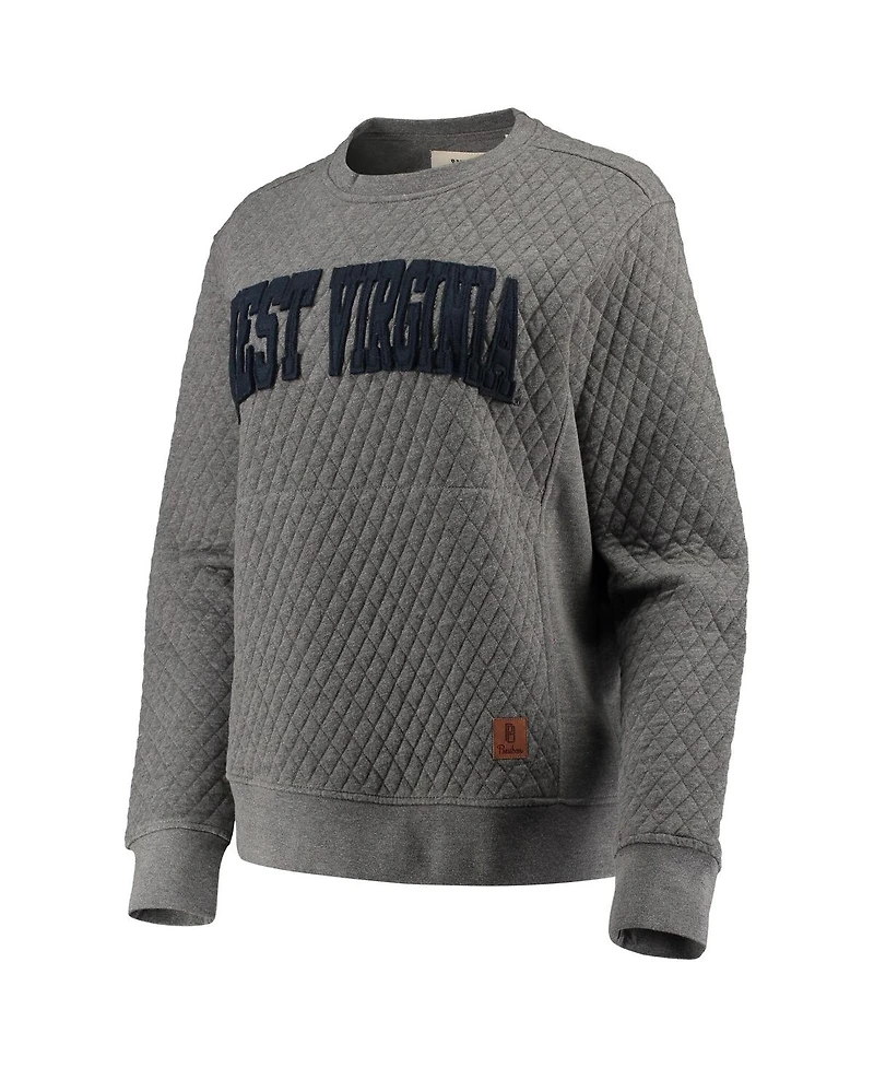 Women's Pressbox Heathered Gray West Virginia Mountaineers Moose Applique Quilted Crewneck Sweatshirt