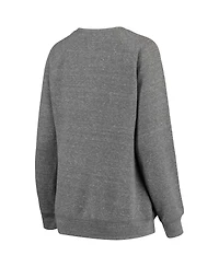 Women's Pressbox Heathered Gray Oklahoma Sooners Big Team Logo Knobi Fleece Tri-Blend Crew Neck Sweatshirt