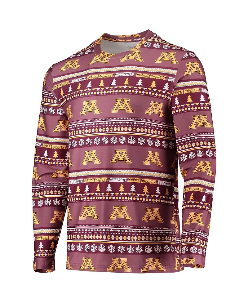 Men's Concepts Sport Maroon Minnesota Golden Gophers Ugly Sweater Long Sleeve T-shirt and Pants Sleep Set