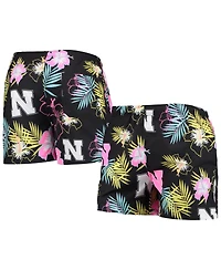Men's Foco Black Nebraska Huskers Neon Floral Swim Trunks