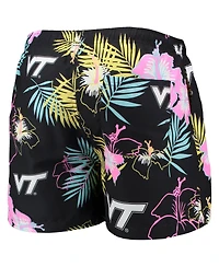 Men's Foco Black Virginia Tech Hokies Neon Floral Swim Trunks