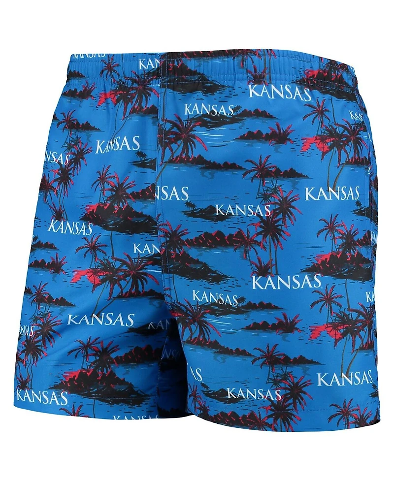 Men's Foco Royal Kansas Jayhawks Island Palm Swim Trunks