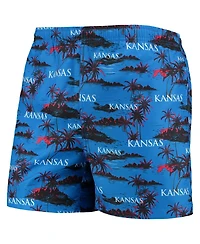 Men's Foco Royal Kansas Jayhawks Island Palm Swim Trunks