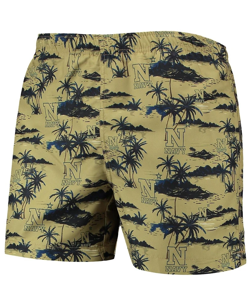 Men's Foco Gold Navy Midshipmen Island Palm Swim Trunks