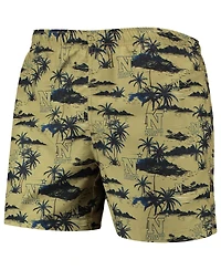Men's Foco Gold Navy Midshipmen Island Palm Swim Trunks