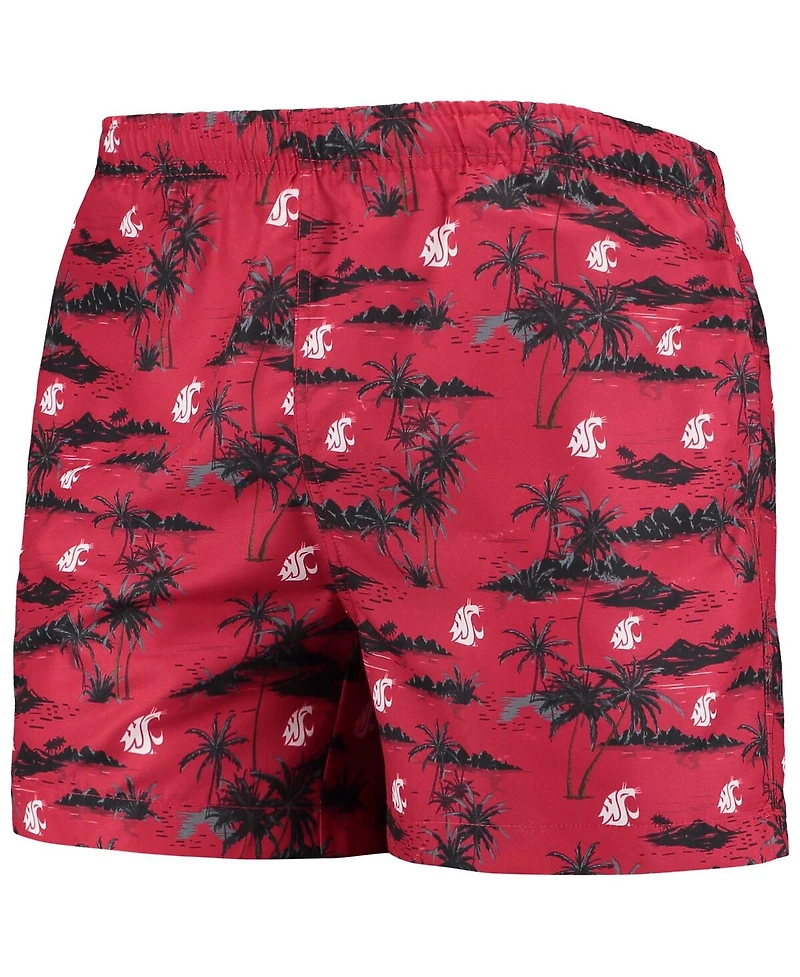 Men's Foco Crimson Washington State Cougars Island Palm Swim Trunks