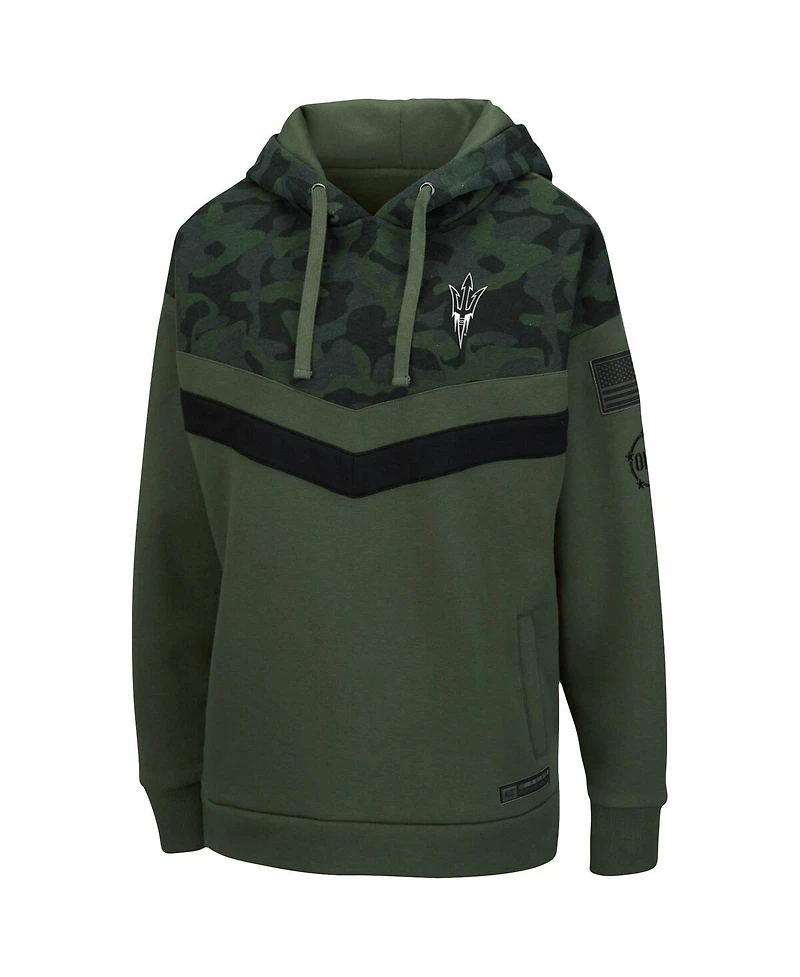 Women's Colosseum Olive, Camo Arizona State Sun Devils Oht Military-Inspired Appreciation Extraction Chevron Pullover Hoodie