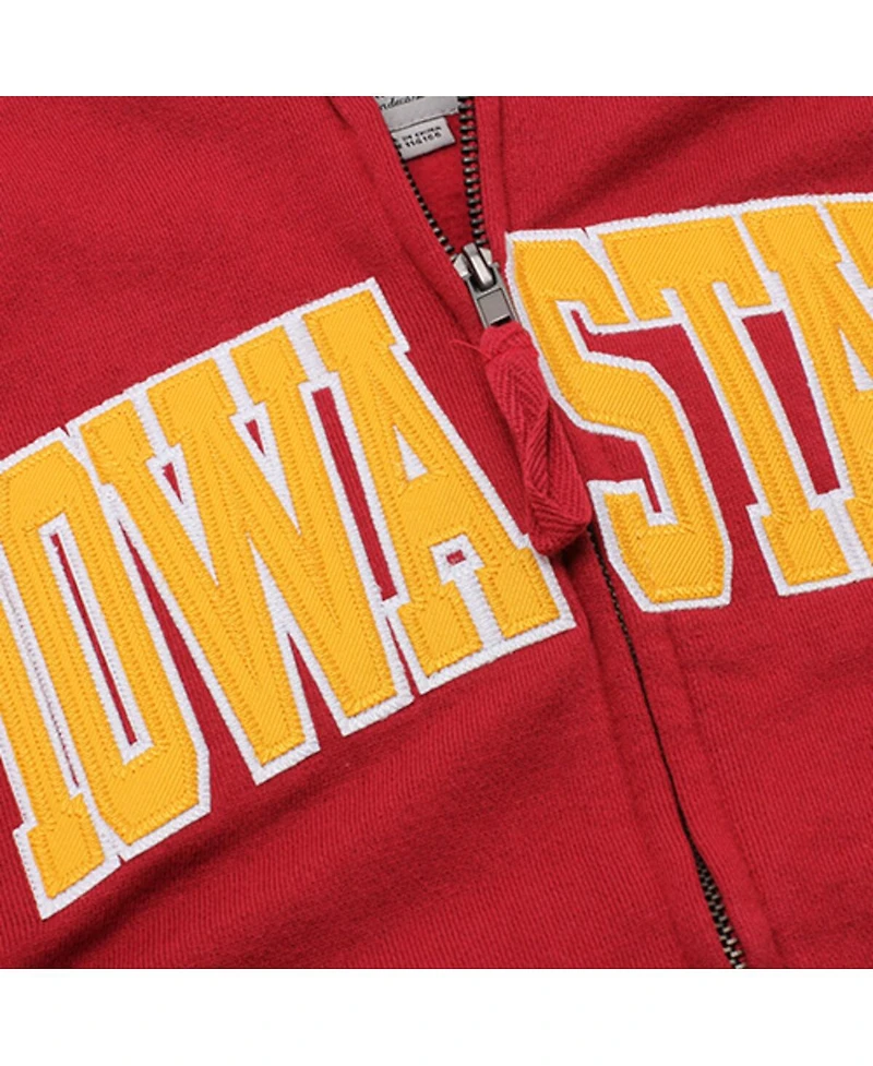Women's Stadium Athletic Cardinal Iowa State Cyclones Arched Name Full-Zip Hoodie