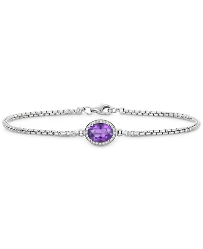 Amethyst (1-1/10 ct. t.w.) & Lab-Grown White Sapphire (1/10 Halo Link Bracelet Sterling Silver (Also Blue Topaz, Citrine Mystic Topa