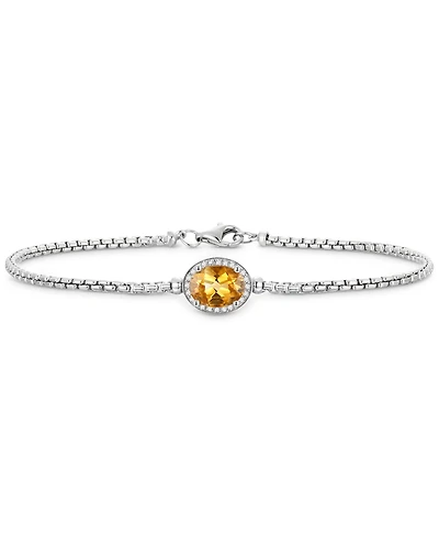 Amethyst (1-1/10 ct. t.w.) & Lab-Grown White Sapphire (1/10 ct. t.w.) Halo Link Bracelet in Sterling Silver (Also in Blue Topaz, Citrine & Mystic Topa