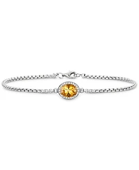 Amethyst (1-1/10 ct. t.w.) & Lab-Grown White Sapphire (1/10 ct. t.w.) Halo Link Bracelet in Sterling Silver (Also in Blue Topaz, Citrine & Mystic Topa