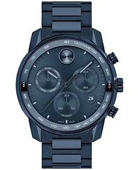 Movado Men's Bold Verso Dark Blue Ionic Plated Steel Bracelet Watch 44mm