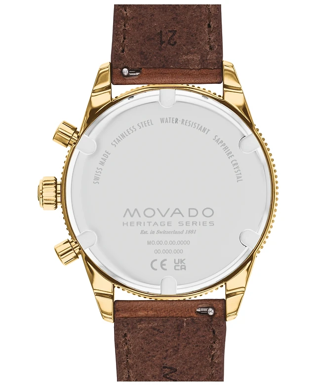 Shop Movado Men's Heritage Cognac Genuine Leather Strap Watch 42mm