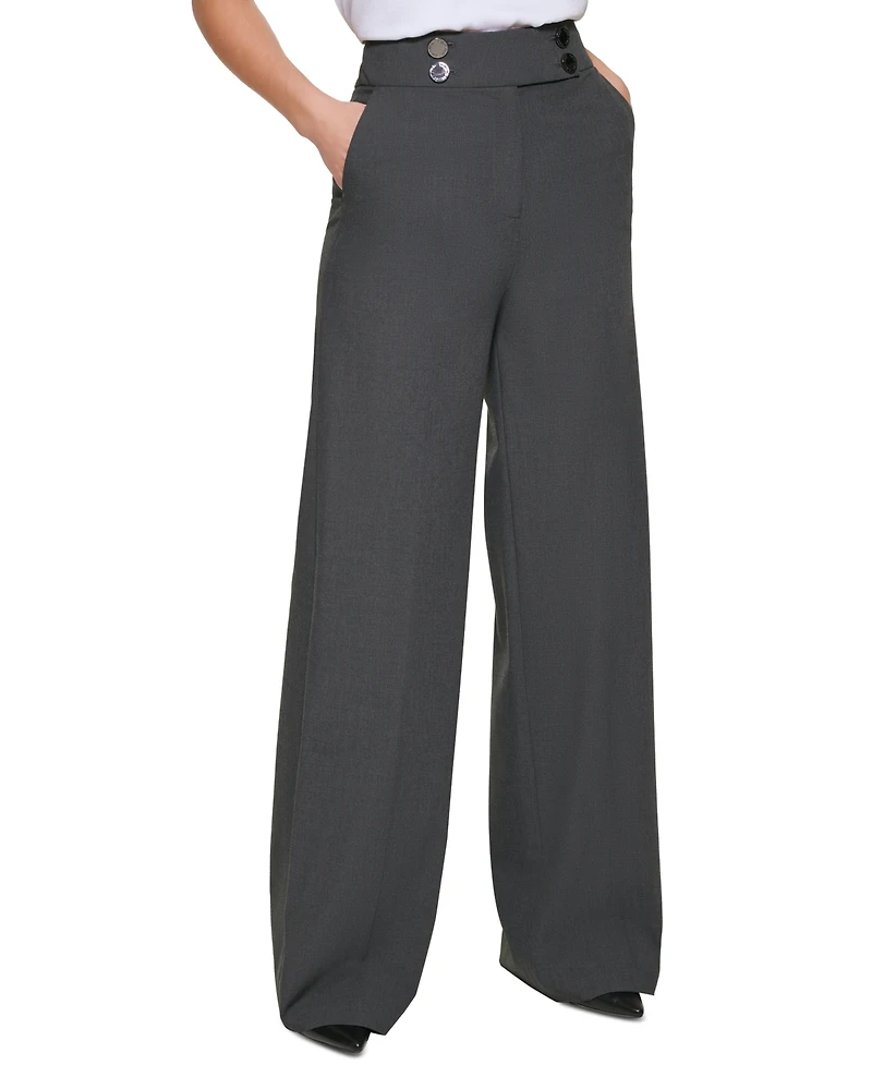 Calvin Klein Women's Whitney Button Front Wide Leg Pants