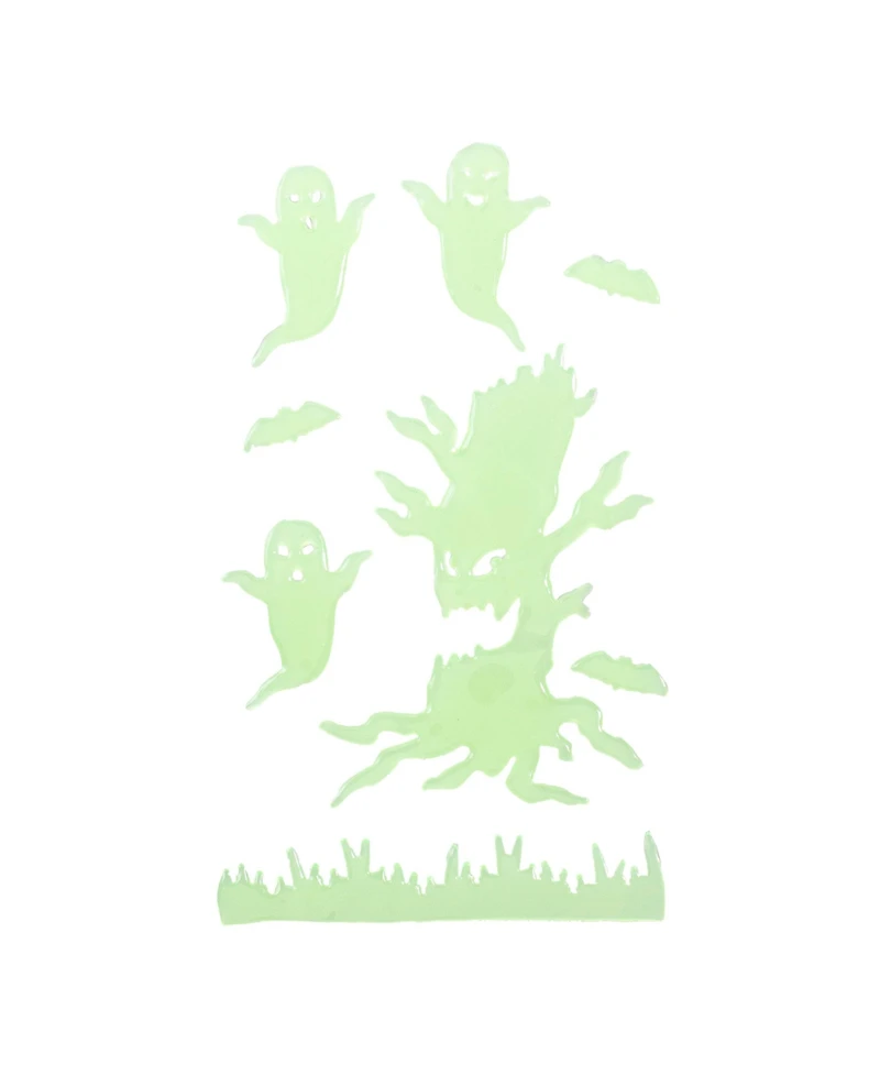 Glow in the Dark Evil Tree and Ghosts Halloween Gel Window Clings