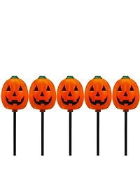 Jack-o-Lantern Shaped 5 Piece Halloween Pathway Markers with 3.75' Black Wire Set