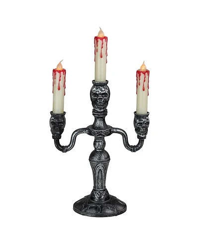 Antique-Like Skull Trio 3 Piece Halloween Candelabra Set, 13.75"