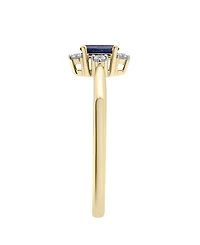 Macy's Blue Sapphire and White Sapphire Ring in 14K Yellow Gold Over Sterling Silver